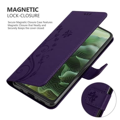 Motorola Moto G35 Plånboksfodral Skal Blommor (Violett)