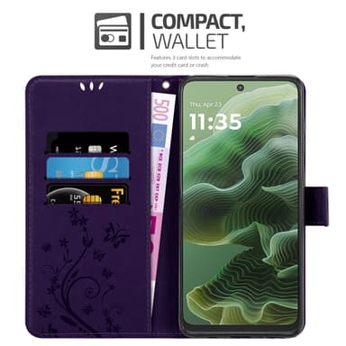 Motorola Moto G35 Plånboksfodral Skal Blommor (Violett)