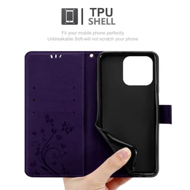 Motorola Moto G15 Plånboksfodral Skal Blommor (Violett)