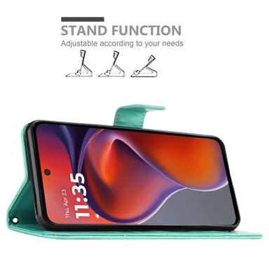 Motorola Moto G15 Plånboksfodral Skal Blommor (Turkos)