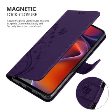 Motorola Moto G15 Plånboksfodral Skal Blommor (Violett)