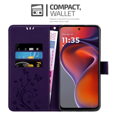 Motorola Moto G15 Plånboksfodral Skal Blommor (Violett)
