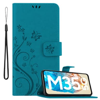 Samsung Galaxy M35 Plånboksfodral Skal Blommor (Blå)