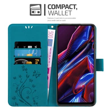 Xiaomi Poco X5 Plånboksfodral Skal Blommor (Blå)