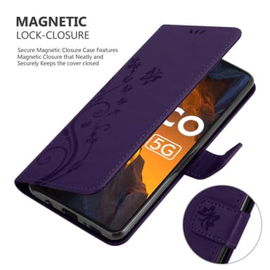 Xiaomi Poco F5 Plånboksfodral Skal Blommor (Violett)