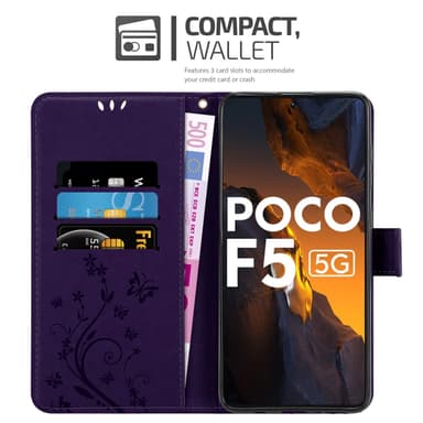 Xiaomi Poco F5 Plånboksfodral Skal Blommor (Violett)
