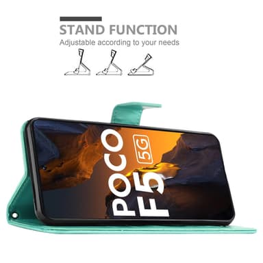 Xiaomi Poco F5 Plånboksfodral Skal Blommor (Turkos)