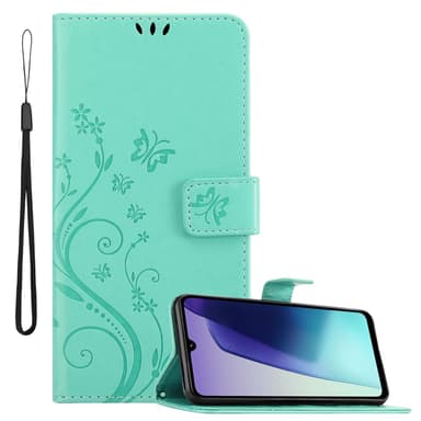 Xiaomi RedMi 14C Plånboksfodral Skal Blommor (Turkos)
