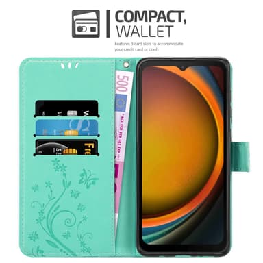 Samsung XCover 7 Plånboksfodral Skal Blommor (Turkos)