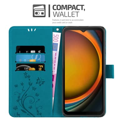 Samsung XCover 7 Plånboksfodral Skal Blommor (Blå)