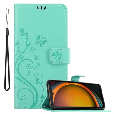 Samsung XCover 7 Plånboksfodral Skal Blommor (Turkos)