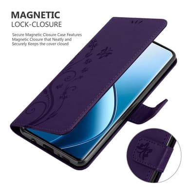 Realme 12 Pro Plånboksfodral Skal Blommor (Violett)