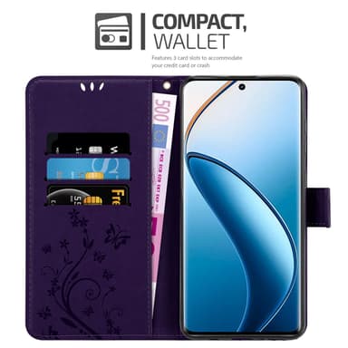 Realme 12 Pro Plånboksfodral Skal Blommor (Violett)