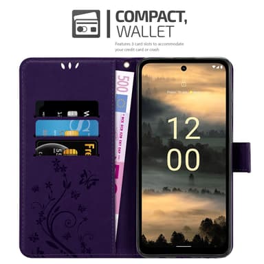 Nokia XR21 Plånboksfodral Skal Blommor (Violett)