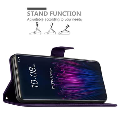 HTC U24 PRO Plånboksfodral Skal Blommor (Violett)
