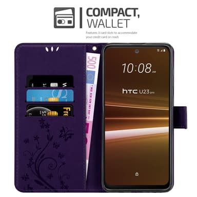 HTC U23 PRO Plånboksfodral Skal Blommor (Violett)