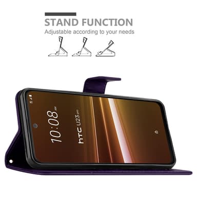 HTC U23 PRO Plånboksfodral Skal Blommor (Violett)