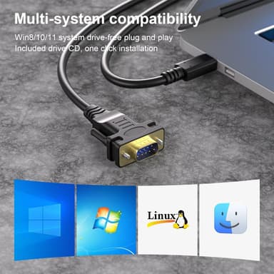 NÖRDIC USB-C till seriell DB9 RS232 1,8m