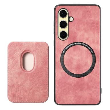 SKALO Samsung A26 5G PU-Läder Magnetisk Korthållare Skal - Rosa
