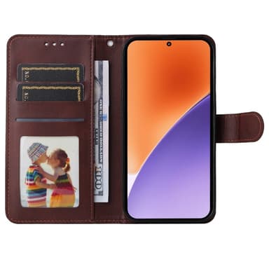 SKALO Xiaomi 15 PU-läder Plånboksfodral - Brun