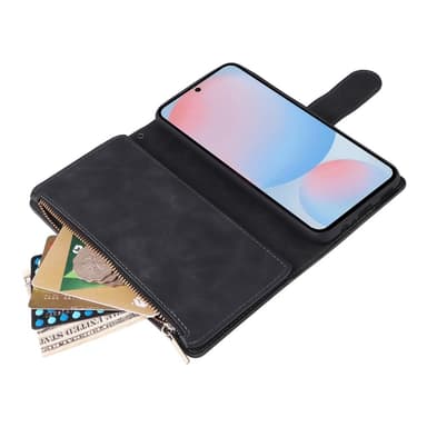 SKALO Samsung A56 5G Zipper PU-Läder Plånboksfodral - Svart