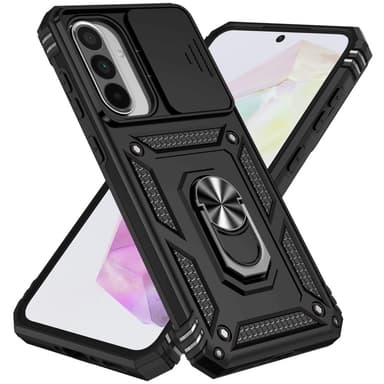 SKALO Samsung A56 5G Armor Metallring Kameraslider Skal - Svart