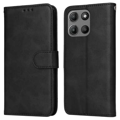 SKALO Motorola Moto G15 Power PU-läder Plånboksfodral - Svart