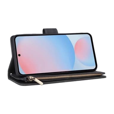 SKALO Samsung A56 5G Zipper PU-Läder Plånboksfodral - Svart