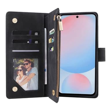 SKALO Samsung A56 5G Zipper PU-Läder Plånboksfodral - Svart
