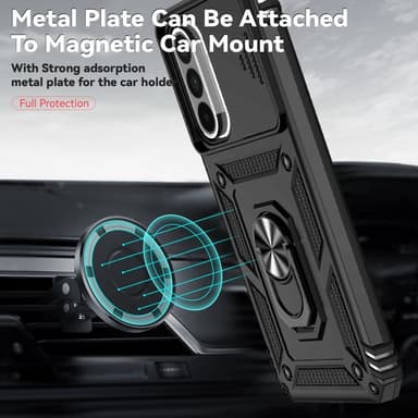 SKALO Samsung A56 5G Armor Metallring Kameraslider Skal - Svart