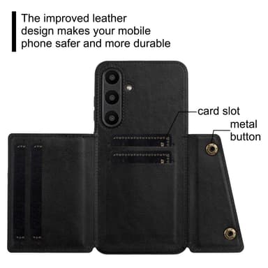SKALO Samsung A36 5G PU-Läder 2-Kortfack Skal - Svart