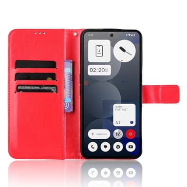 SKALO Nothing Phone (3a) Pro 5G PU-läder Plånboksfodral - Röd - Röd