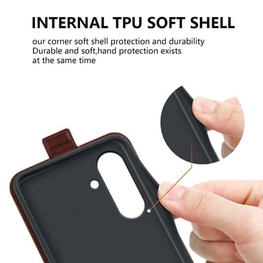 SKALO Samsung A56 5G Vertical Flip PU-Läder Plånboksfodral - Svart