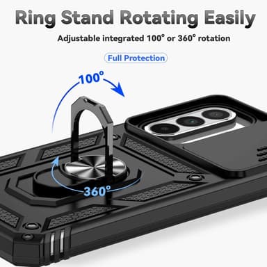 SKALO Samsung A56 5G Armor Metallring Kameraslider Skal - Svart