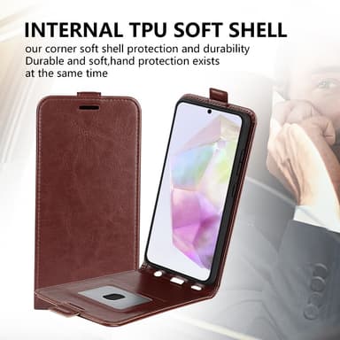 SKALO Samsung A56 5G Vertical Flip PU-Läder Plånboksfodral - Svart