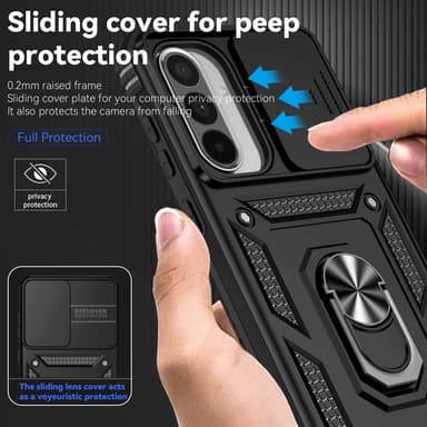 SKALO Samsung A56 5G Armor Metallring Kameraslider Skal - Svart