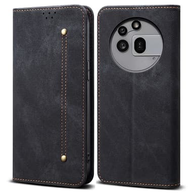 SKALO Nothing Phone (3a) Pro 5G Jeans Plånboksfodral - Svart
