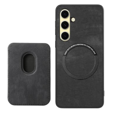 SKALO Samsung A36 5G PU-Läder Magnetisk Korthållare Skal - Svart