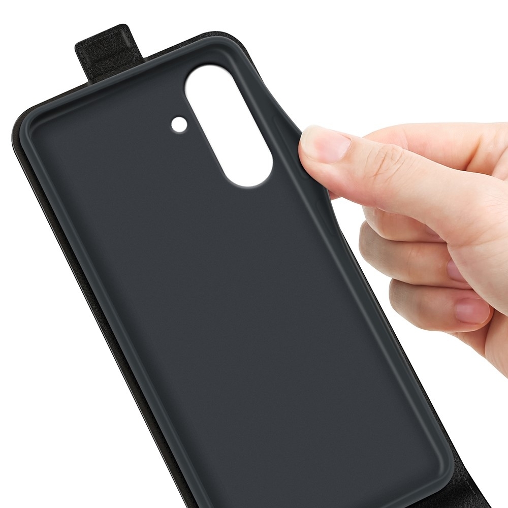SKALO Samsung A56 5G Vertical Flip PU-Läder Plånboksfodral - Svart