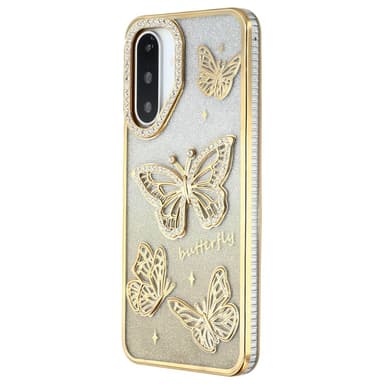 SKALO Samsung A26 5G Butterfly Rhinestones Skal - Guld