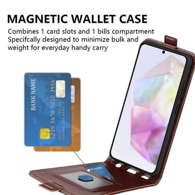 SKALO Samsung A56 5G Vertical Flip PU-Läder Plånboksfodral - Svart