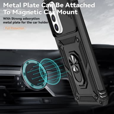 SKALO Samsung A26 5G Armor Metallring Kameraslider Skal - Svart