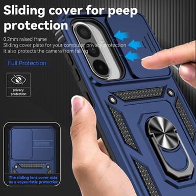 SKALO Samsung A36 5G Armor Metallring Kameraslider Skal - Blå