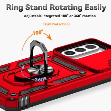 SKALO Samsung A26 5G Armor Metallring Kameraslider Skal - Röd