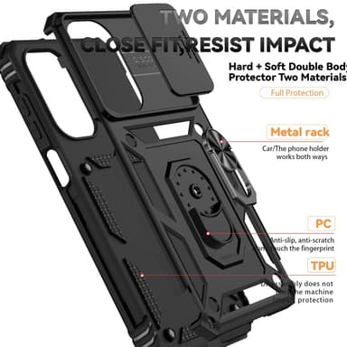 SKALO Samsung A26 5G Armor Metallring Kameraslider Skal - Svart