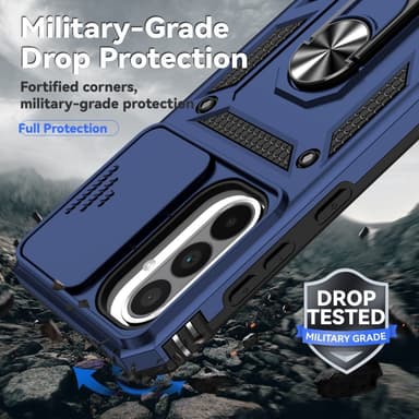 SKALO Samsung A36 5G Armor Metallring Kameraslider Skal - Blå