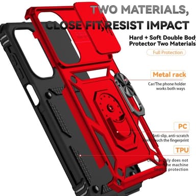 SKALO Samsung A26 5G Armor Metallring Kameraslider Skal - Röd