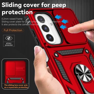 SKALO Samsung A26 5G Armor Metallring Kameraslider Skal - Röd