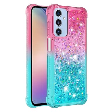 SKALO Samsung A26 5G Kvicksand Glitter Skal - Rosa-Turkos