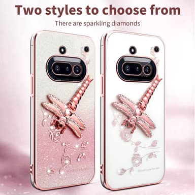 SKALO Nothing Phone (3a) 5G KADEM Dragonfly Glitter Skal - Rosa